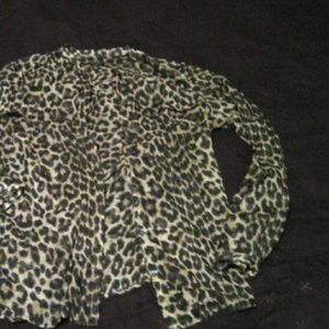 Ann Taylor Leopard Print Button Down Blouse